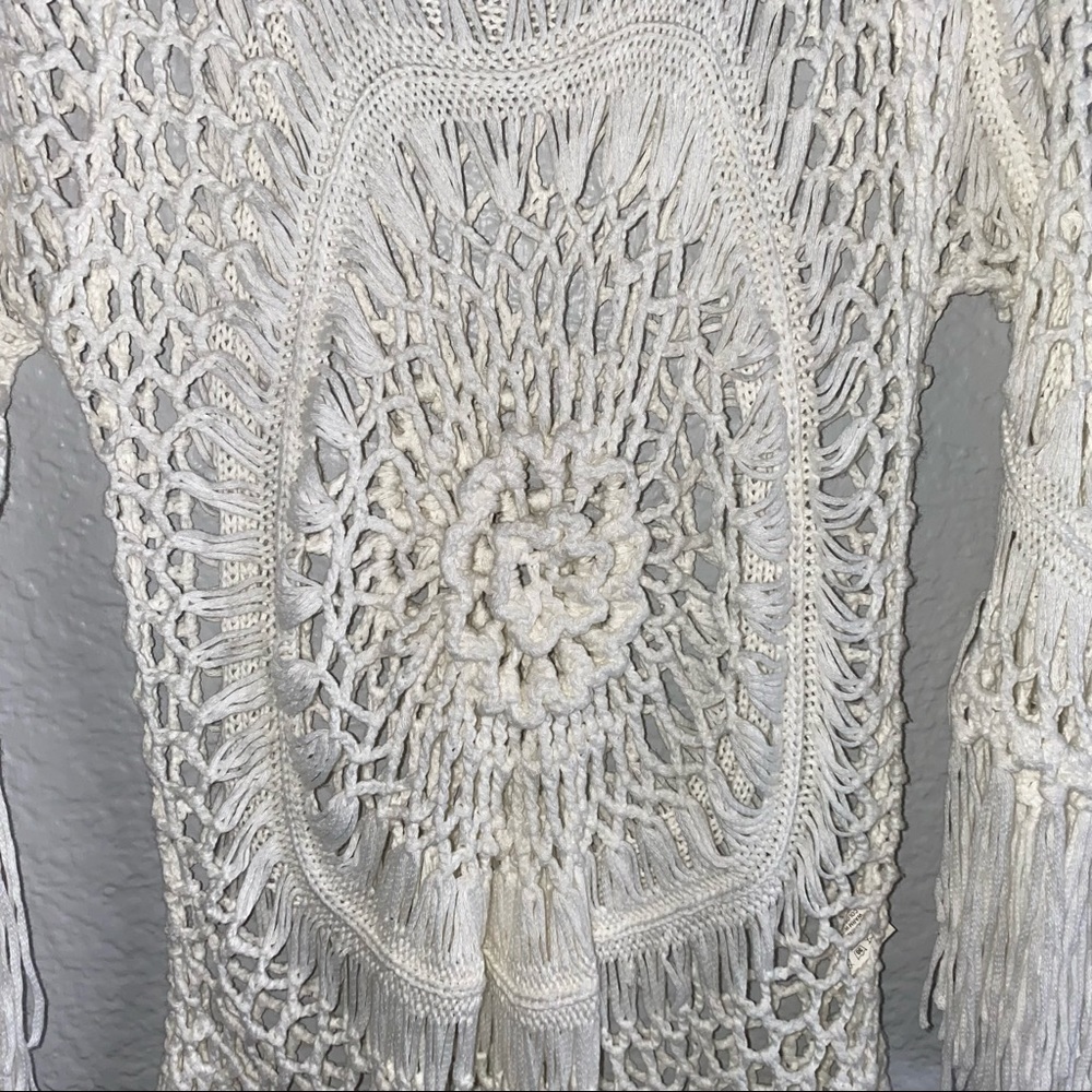 Vivid White knit Boho cover up - Picture 5 of 5